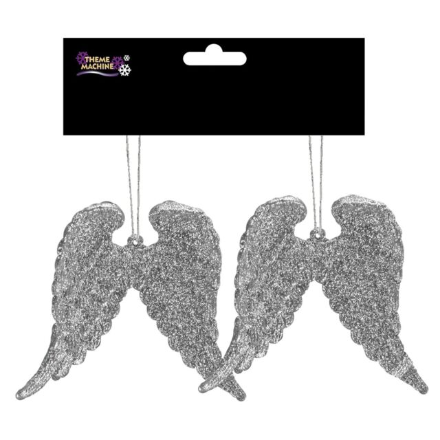 Christmas 2 Pack Hanging Glitter Angel Wingss Tree Decoration - Choose