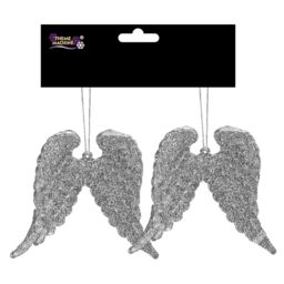 Christmas 2 Pack Hanging Glitter Angel Wingss Tree Decoration - Choose