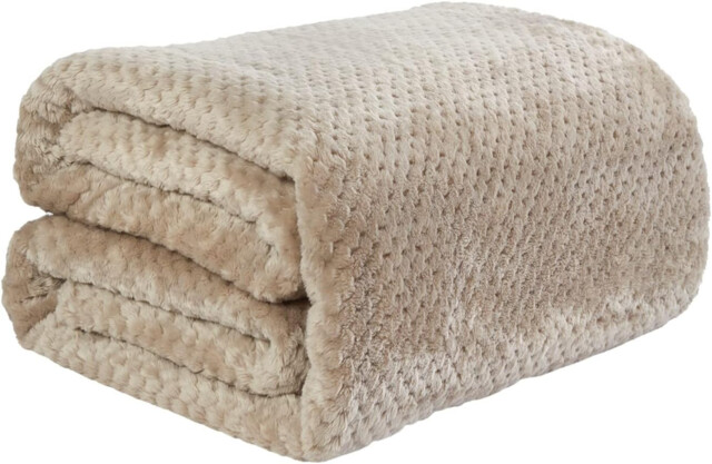 Dreamscene Luxury Waffle Mink Honeycomb Faux Fur Warm Throw Over Sofa