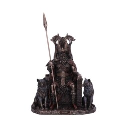 Bronzed Odin All Father Wolves And Throne Figurine