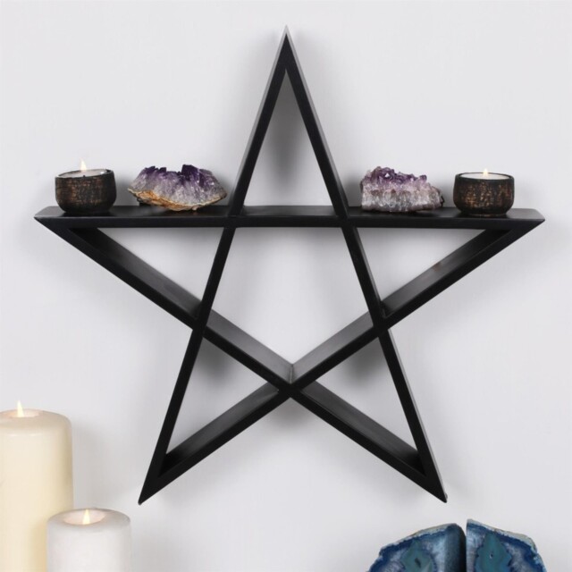 Pentagram Star Wall Shelf Gothic Mdf Display Shelf For Figurines And