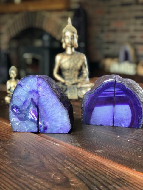 Purple Agate Natural Edge Microcrystalline Quartz Premium Bookends