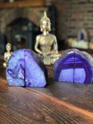 Purple Agate Natural Edge Microcrystalline Quartz Premium Bookends