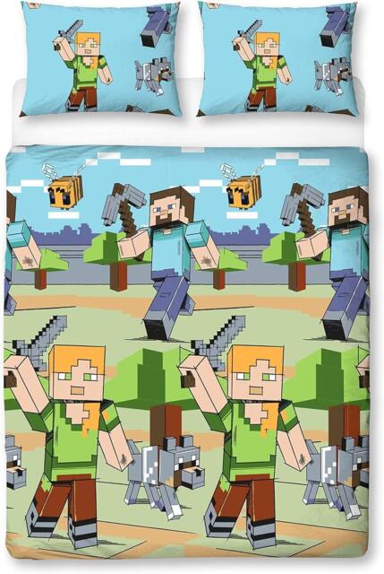 Official Minecraft Double Duvet Cover Set Adventures Design Reversible