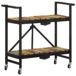 Kitchen Trolley Itchen Cart Shelf Solid Mango Wood/solid Reclaimed