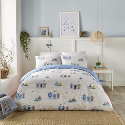 Duvet Cover Set 52% Polyester, 48% Cotton Beach Huts By Fusion In Blue