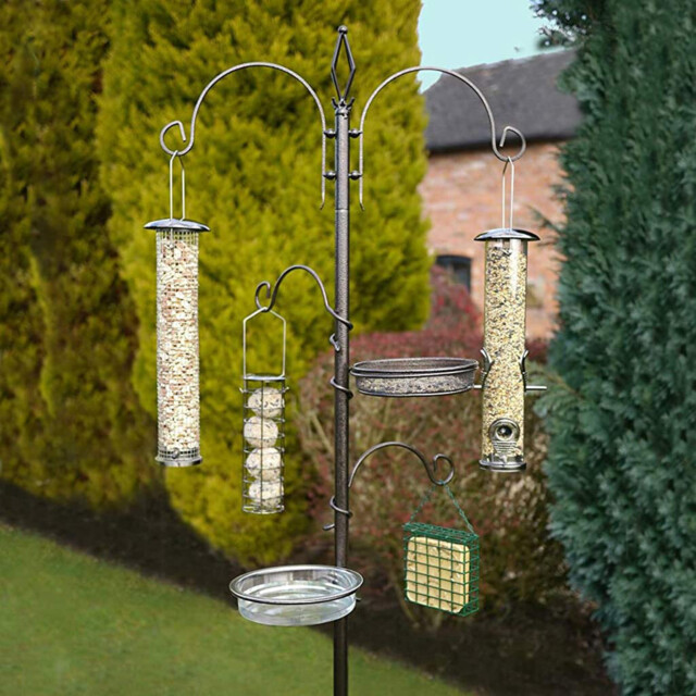 Rosewood Antique Style Lantern Wild Bird Feeder - Seeds, Nuts &