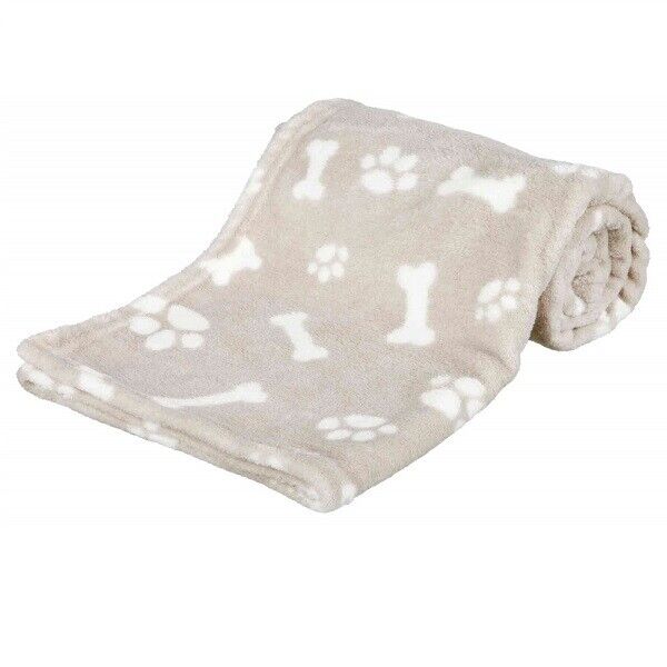 Trixie Kenny Dog Blanket 100 X 75cm - Pet Beige Cover With Paw Bone