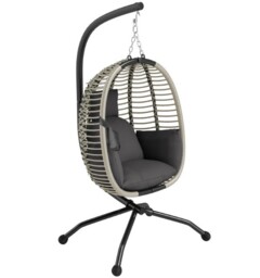 Hanging Swing Chair With Thick Cushion Foldable Basket Rope Structure