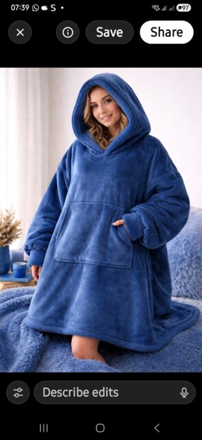 Blue Suede Hooded Blanket