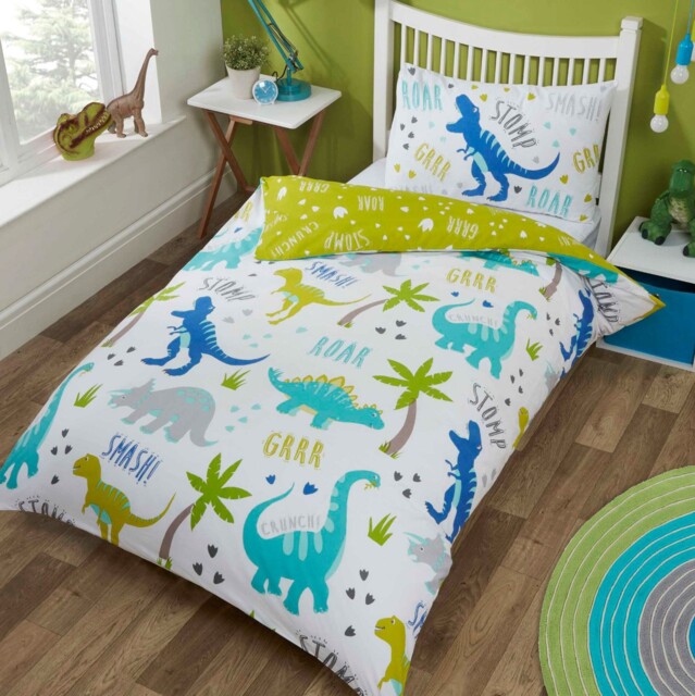 Roarsome Dinosaur Toddler Bedding Set Cot Two-sided Duvet Cover And