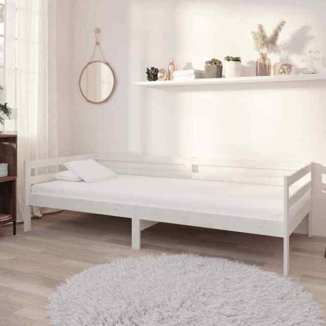Day Bed White Solid Pinewood 90x200 Cm Vidaxl
