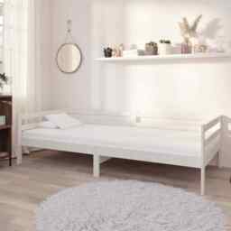 Day Bed White Solid Pinewood 90x200 Cm Vidaxl