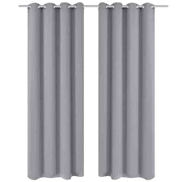 Blackout Curtains 2 Pcs With Metal Eyelets 135x175 Cm Grey Vidaxl