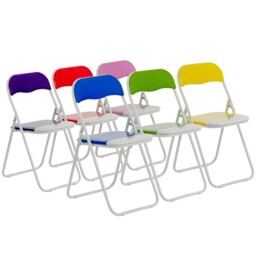 Coloured Padded Folding Chairs - 44cm - Multi - Pack Of 6