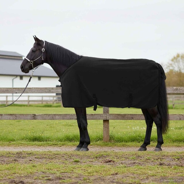 Horse Blanket Black 85cm Polyester Winter Outdoor Breathable Velvety