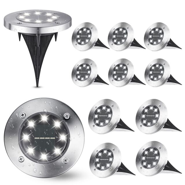 Outdoor Solar Garden Lights, Solar Powered Ground White Lights Outdoor