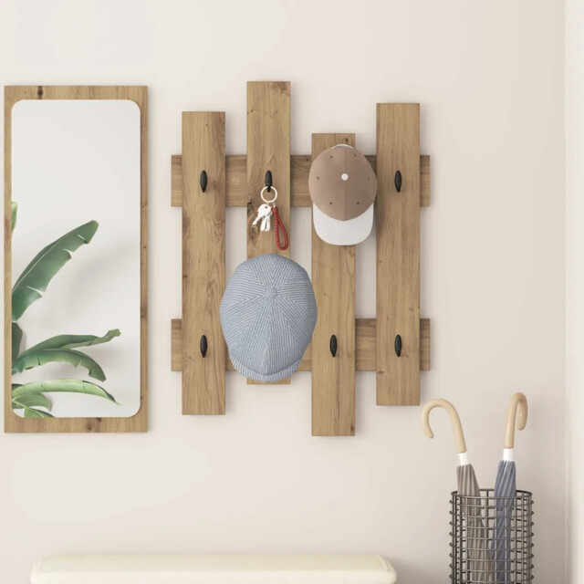 Wall-mounted Coat Rack Wall-mounted Artisan Oak 60 X 3 X 82 Cm Vidaxl
