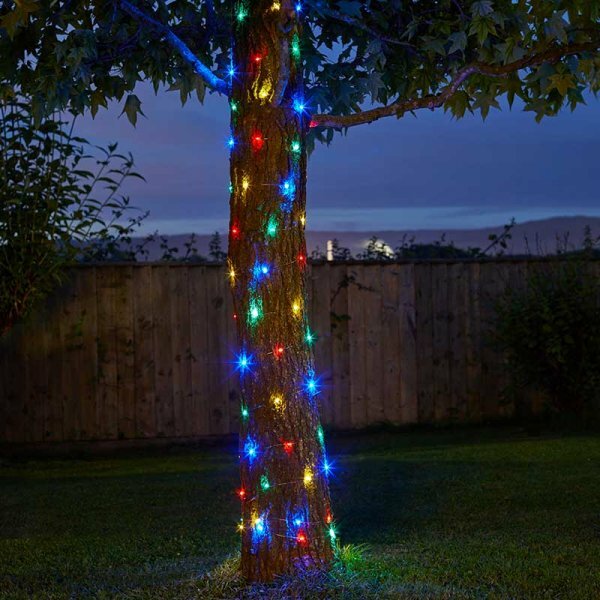 100 Led Multicoloured Solar Powered Firefly String Garden Lights