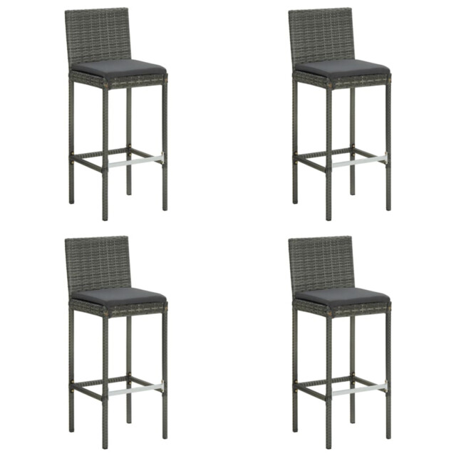 Bar Stools Grey Poly Rattan Powder-coated Steel 40x44x108cm Cushioned
