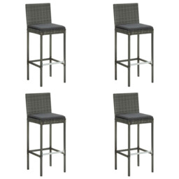 Bar Stools Grey Poly Rattan Powder-coated Steel 40x44x108cm Cushioned