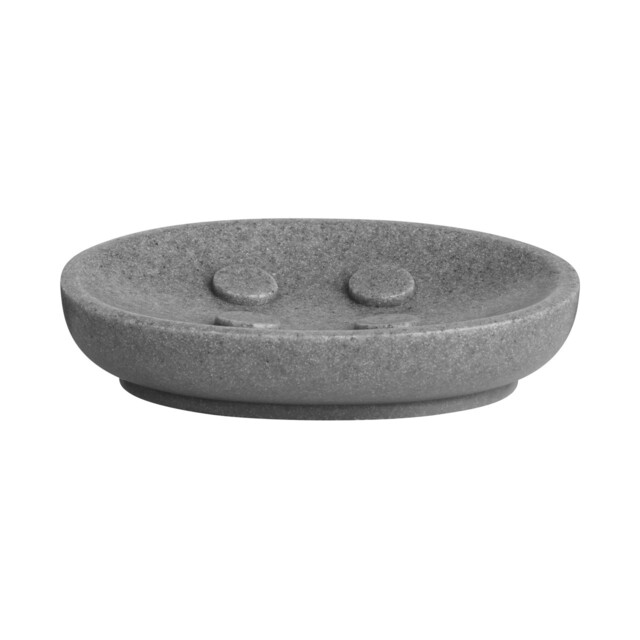 Canyon Polyresin Soap Dish Holder Grey Stone Effect Bathroom