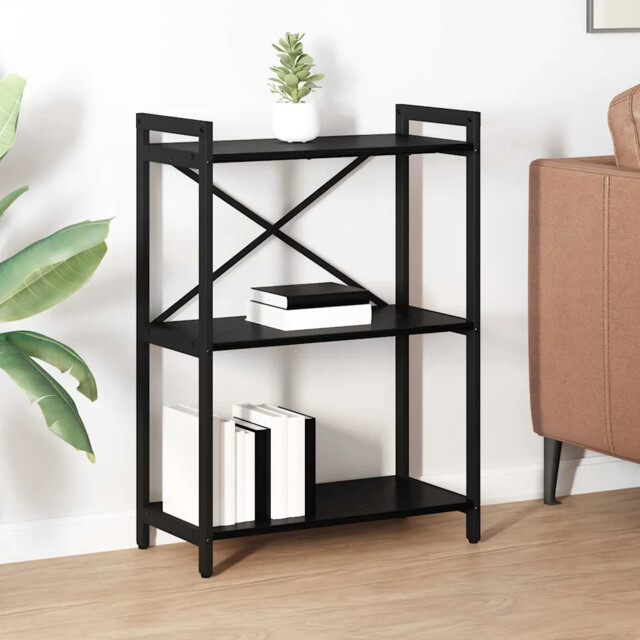 Bookcase Black Oak 60 X 30 X 83 Cm Engineered Wood Vidaxl