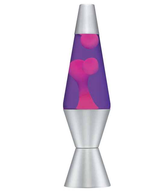 Lava Lamp 2121 Pink Wax Purple Liquid Silver Base And Cap Original