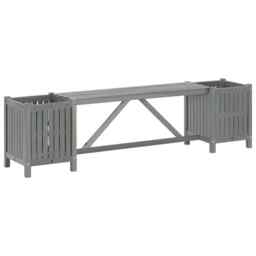 Garden Bench With 2 Planters 150cm Solid Acacia Wood Grey Vidaxl