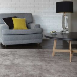 Blade Rug Silver Grey Modern Shiny Large Plain Viscose Thick Pile