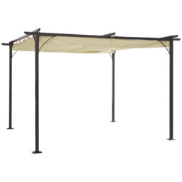 3.5x3.5m Pergola Metal Gazebo Backyard Porch Awning Retractable Canopy