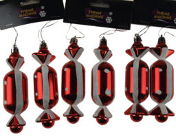 Sweet Christmas Tree Bauble Decorations - Red White Candy Cane Design