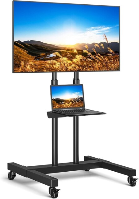 Rfiver Tall Mobile Tv Stand On Wheels, Castors For 32-80 Inch Flat