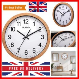 "10"" Wood Grain Round Wall Clock Silent And Not Tickling Vintage Wall"