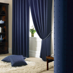 Madison Curtains Fully Lined Includes Tie Backs Navy Dobby Jacquard