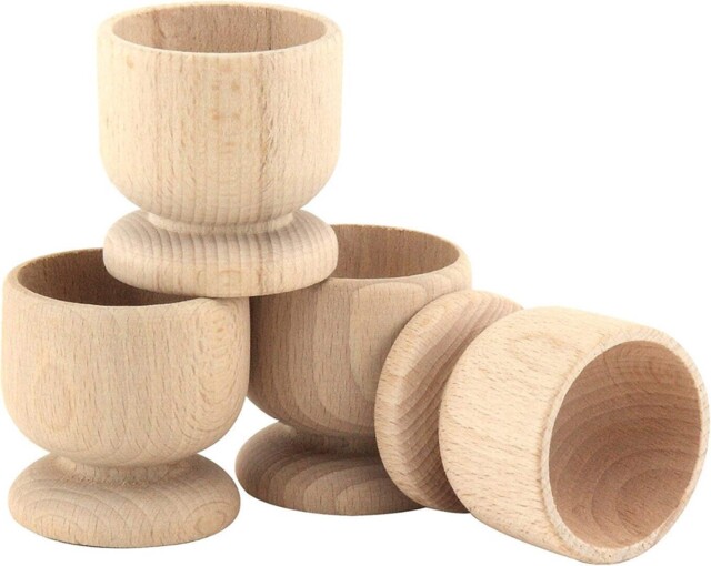 Beech Wood Egg Cups, Set Of 4, Brown