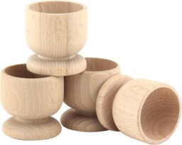 Beech Wood Egg Cups, Set Of 4, Brown