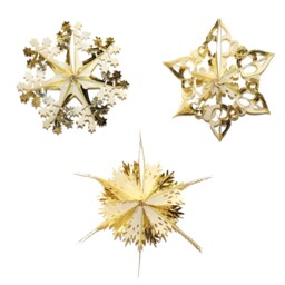 Christmas Foil Ceiling Decorations Gold / Ivory - Set Of 3 Star