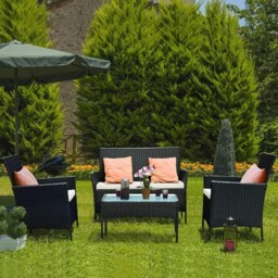 4-piece Garden Sofa Set Bigzzia Rattan Patio Furniture Set