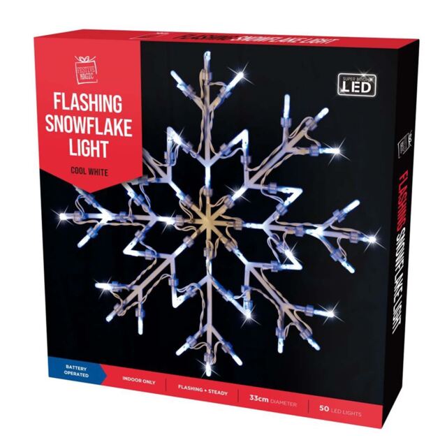 Festive Magic Cool White Flashing Snowflake Light