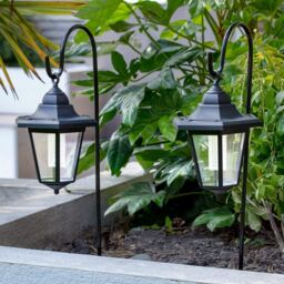 2 X Solar Powered Led Outdoor Garden Classic Hanging Shepherd Lanterns