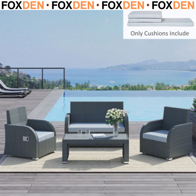 3 Pcs Outdoor Seat Cushion For Rattan Furniture, Garden Furniture