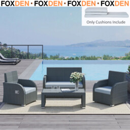 3 Pcs Outdoor Seat Cushion For Rattan Furniture, Garden Furniture