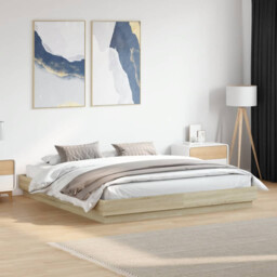 Bed Frame Sonoma Oak Super King 200x200 Cm Engineered Wood Sturdy