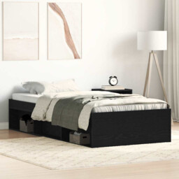 Bed Frame Small Single Black Oak 75x190cm 6-compartment Engineered