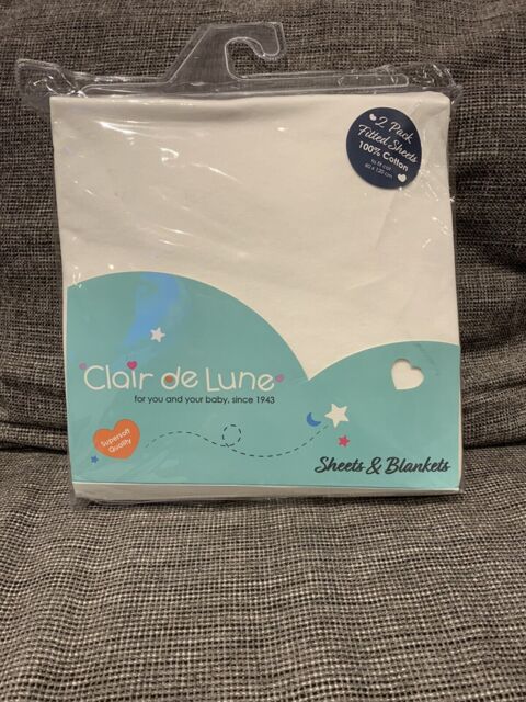 Clair De Lune Cl3029w Cot Bed Sheets, To Fit Cot 60x120cm, White - 2