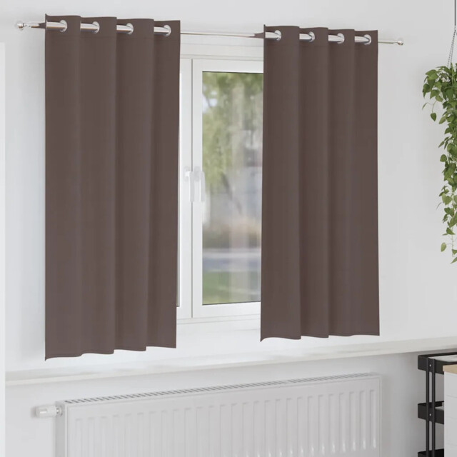 Curtains With Curtains 2 Pcs Dark Brown Polyester Vidaxl