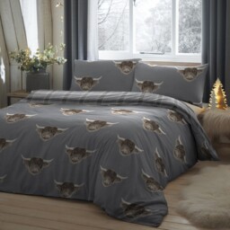 Fusion Highland Cow Duvet Set, Grey