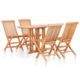 Teak Dining Set 5pc Folding Outdoor Natural Solid Hardwood 120x70x75cm