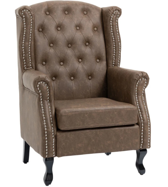 Chesterfield Style Wing Back Armchair Tufted Accent Chair Seat